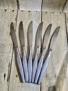 6 cuchillos de madera inoxidable Oneida Community de colección - Imagen 1 de 4