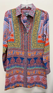 Maeve by Anthropologie %100 Silk Shirt Tunic Dress Multicolor Size 4P - Picture 1 of 7