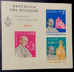 Papst Paul VI Mint Souvenir Sheet Imperf Pope Paul VI Block Ungezähnt Ecuador - Bild 1 von 1