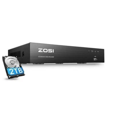 Grabadora de video ZOSI 4K 8 canales CCTV POE NVR red 24/7 con disco duro de 2 TB Foto 1 de 4