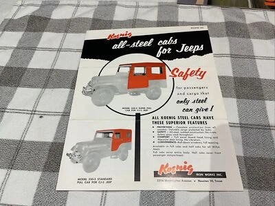 Cabinas Koenig originales de colección totalmente de acero para Willy Jeeps volante de ventas Foto 1 de 4