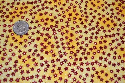 Red Flowers on Yellow Cotton Fabric Coordinate with Blank Paper Doll print. BTHY - Image 1 of 4