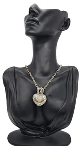 VTG Juicy Courture Silver Crystal Paved Diamanté Crowned Bubbly Heart Necklace  - Picture 1 of 7