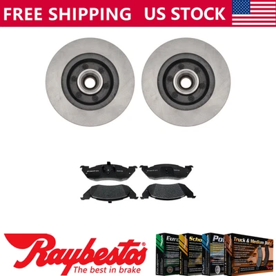 Kit delantero rotor de freno y buje y pastillas de freno metálicas para Dodge Dakota 1991-1996 Foto 1 de 4