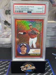 2018 Topps Silver Pack Manny Machado /5 Red Refractor ‘83 Chrome Promo PSA 10 - Picture 1 of 2