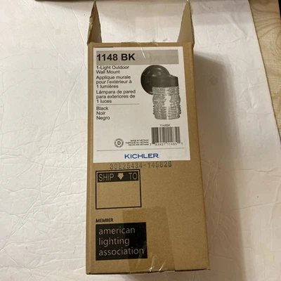 Kichler 1148 黑色果冻罐灯户外壁灯,12 件装 — 第 1/4 张图片