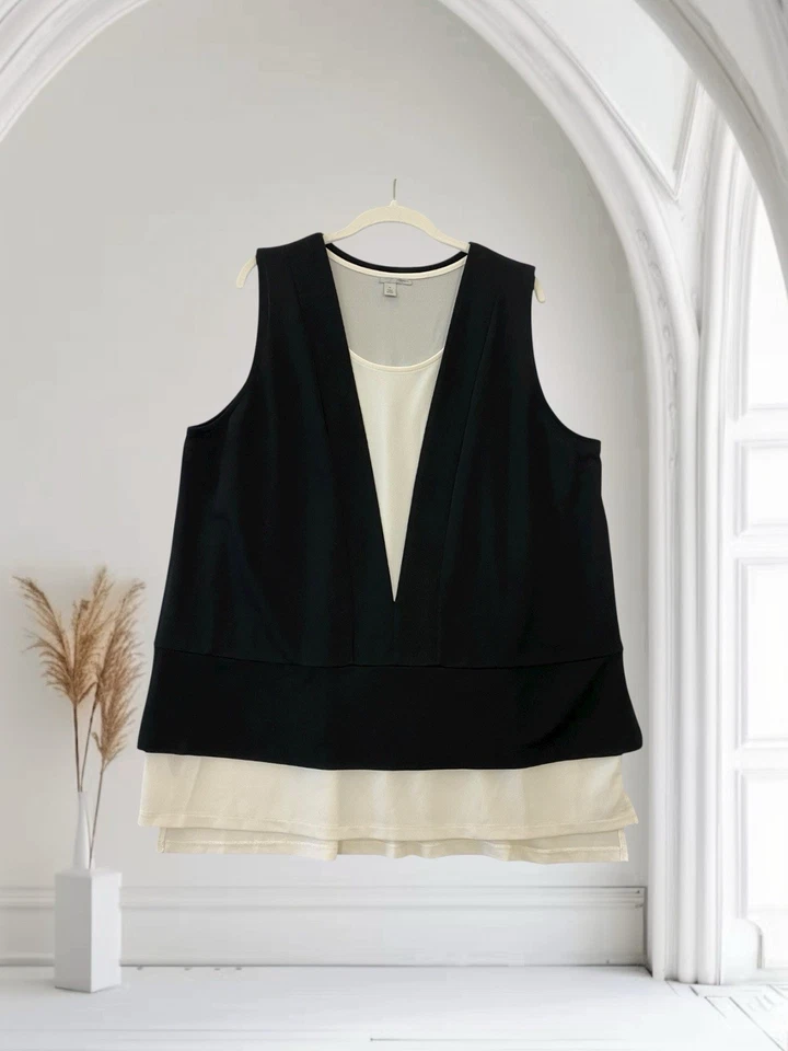 Halogen Women’s Sleeveless Layered Top Size XL Elegant Fall Holiday Chic - Image 1 of 4