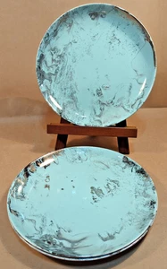 Vintage MCM Sascha Brastoff Surf Ballett Türkis Platin 10,5" Teller (3) USA - Bild 1 von 10