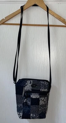 Bolso Bandolera Donna Sharp Negro Gris Crema Acolchado Algodón Retazos Foto 1 de 4