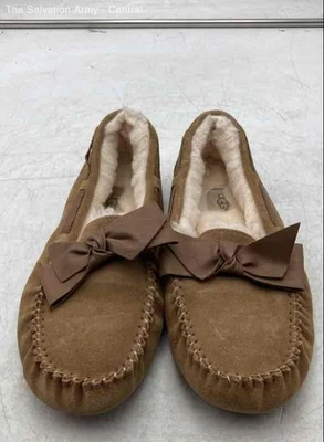 UGG Womens Dakota Brown Suede Bow Moc Toe Slip-On Moccasin Slippers US 6 - Image 1 of 4