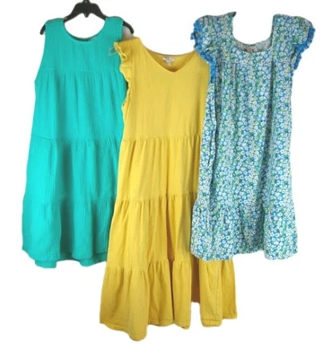 Charlotte by Cato Conjunto de 3 Vestidos Amarillo Verde azulado Floral Niña/Niños Grande (14-16) Foto 1 de 4