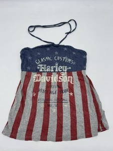 Women’s Strapless Harley Davidson Halter Tie Top 4th of July Size L EUC - Picture 1 of 5