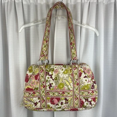 Bolso de Mano Floral Vera Bradley Mediano de Hombro Cartera 4 Bolsillos Rosa Verde Púrpura Foto 1 de 4