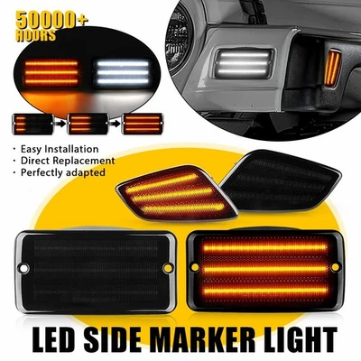 For Jeep Wrangler TJ 1997-2006 Smoke LED Bumper Signal Front Side Marker Lights - Image 1 of 4