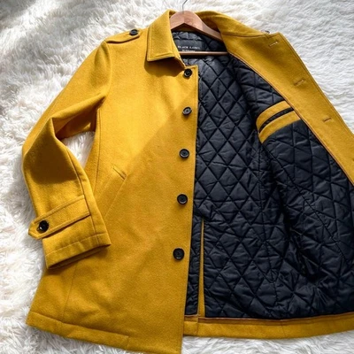 Hermoso Abrigo de Lana BURBERRY BLACK LABEL Acolchado Amarillo Para Hombre Talla M EE. UU. Auténtico Foto 1 de 4