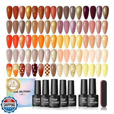 COSCELIA 25 Botellas Otoño Gel Esmalte de Uñas Set, 20 Colores Esmalte de Gel con 5 piezas  Foto 1 de 4