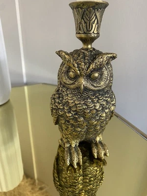 Vintage-Style Owl Candlestick Holder – Antique Gold Finish (Candle Not Included) - Image 1 of 4