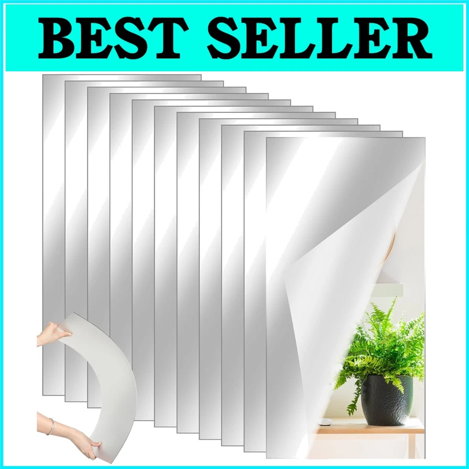 Full-Length Acrylic Home Gym Mirrors: 10 Self-Adhesive Wall Tiles 12'' x 24'' - Image 1 of 4
