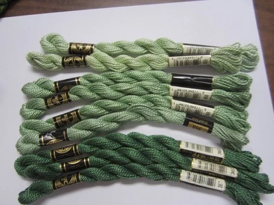 DMC Cotton Perle #3  Medium & Light  Greens  Embroidery Floss Thread  15.4 yards - Image 1 of 4