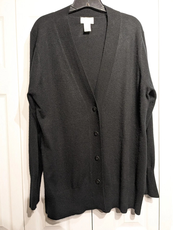 Suéter Neiman Marcus Mujer 2X Cárdigan Negro Cachemir Botón Delantero Manga Larga Foto 1 de 4