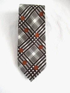 VINTAGE 70ER JAHRE TOWNCRAFT BRAUN KARIERT KARIERT GEOMETRISCH POLY DISCO ROCKABILLY KRAWATTE - Bild 1 von 4