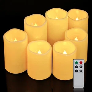 Aignis 7pcs Flameless LED Candles Battery Operated with Remote Timer Outdoor ... - Picture 1 of 6
