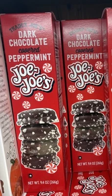 2 x Trader Joe's Dark Chocolate Covered Peppermint Joe-Joe's Cookies 9.4 oz Each - Image 1 of 2