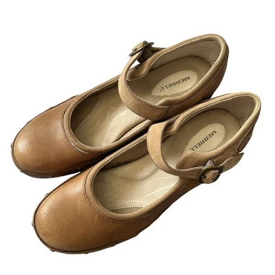 MERRELL luxe Mary Jane Otter clogs comfort shoes size 10.5 tan brown Rare - Image 1 of 4