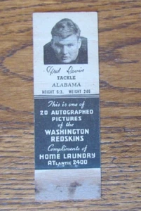 FUNDA LIBRO DE PARTIDOS DE FÚTBOL: FRED DAVIS 1941 WASHINGTON REDSKINS MATCHCOVER -C9 - Imagen 1 de 3