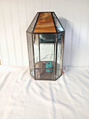 MESA DE PARED GABINETE CURIOSIDADES ESPEJO VIDRIO GRABADO EN ESCORIA Foto 1 de 4