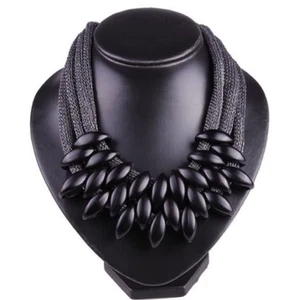Elegant Women Statement Necklace Black Boho Luxury Chunky Collar Fashion Jewelry - Picture 1 of 9