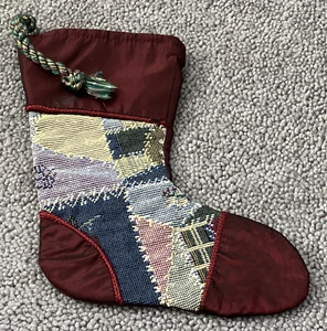 8” PATCHWORK/SATIN LIKE CHRISTMAS STOCKING  - Picture 1 of 12