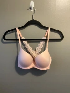 Aerie 34C Sunnie Demi Full Coverage Bra Ballet Pink Underwire Push Up Lace Back - Picture 1 of 8