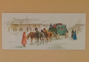 Vintage Christmas Card, Greeting The Stagecoach - Used - Picture 1 of 3