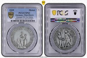 GERMANY THIRD REICH LIBERATION OF THE SAAR REGION ZINC MEDAL 1935 AD PCGS SP61
