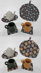 Puppy Love Dog Paws Tea Pot Cozy & Coaster Set - Picture 1 of 9