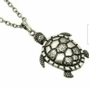 Silver Sea Turtle Necklace Plated 28-30" Burnished Sea Life Nautical Island - Picture 1 of 4