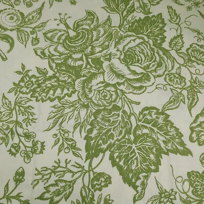 SCHUMACHER SMITHSONIAN FABRIC GREEN & OFF WHITE Rietenhouse Square 1/2 Yard 55"w - Image 1 of 4
