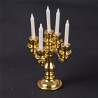 1/12 Scale Miniature Gold Candelabra 5 White Candles Dollhouse Kitchen toy DSTM