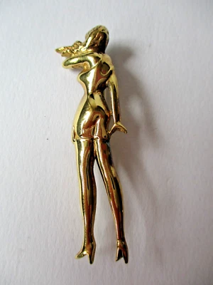 Airoldi argento 925 dorato spilla vintage ragazza con la minigonna g 8,5 - Immagine 1 di 4