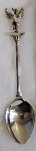 #452) SILVER PLATED TEA SPOON DRAGON HOLDING A "MISSING" COAT OF ARMS OR SHIELD - Picture 1 of 2
