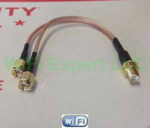 6” SMA Female to 2X SMA male RF coaxial cable Y type splitter pigtail RG316 USA - Picture 1 of 2