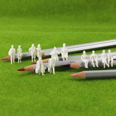 200pcs HO scale 1:87 White Unpainted Standing Seated Passenger People Figures - Image 1 of 4