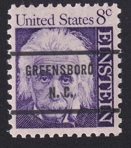 1285 Albert Einstein 8c Bureau Precancel “Greensboro N.C." PSS-71 MNH OG - Picture 1 of 2