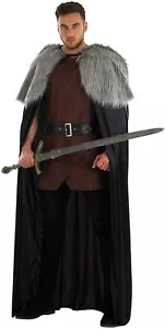 Mens Viking Warrior Long Cape Medieval Knight Lord Cloak Fancy Dress Costume - Picture 1 of 5