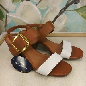 White Mountain Women's Shoes Sandals White &Tan Heel Size 9.5 SKU#08027 - Picture 1 of 8