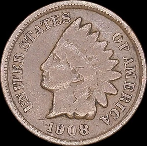1908 1C Indian Head Cent Uncertified Circulated BN - Picture 1 of 2