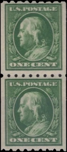 SAVOYSTAMPS USA Scott # 390 1913 FVF MLH 2c FRANKLIN VERTICAL PAIR CV-$ 10.5 - Picture 1 of 1