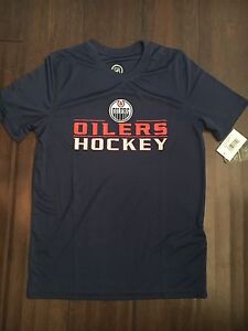 Edmonton Oilers NEW Youth Large Perforanace T-Shirt . NHL Hockey Polyester NWT