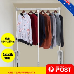 Lift/Pull Down Adjustable Width Wardrobe Clothes Hanging Rail Space Saving - Picture 1 of 12